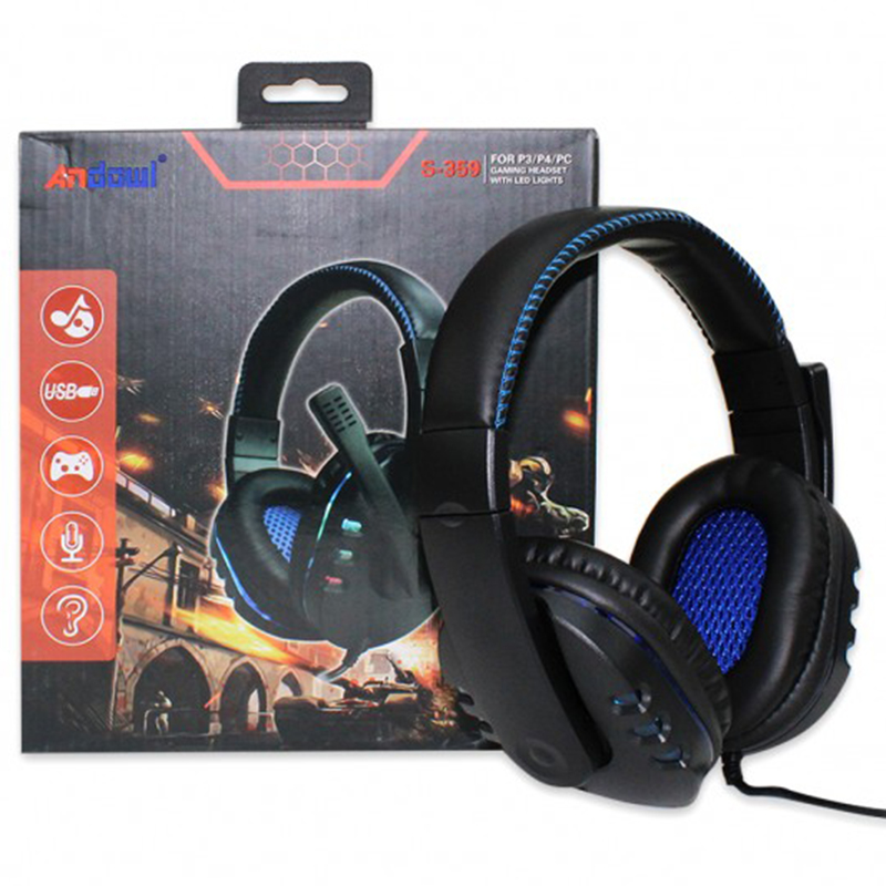 Ενσύρματα Gaming Ακουστικά USB με Μικρόφωνο Andowl®, RGB Φωτισμό, Over Ear Headset Για PC, PS, XBOX, S-359